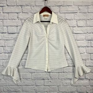 Women’s Trilogy Vintage Y2K 2000s White Sheer Button Up Blouse Size Medium